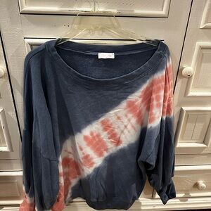 Navy and Coral Tie-Dye Women's Top